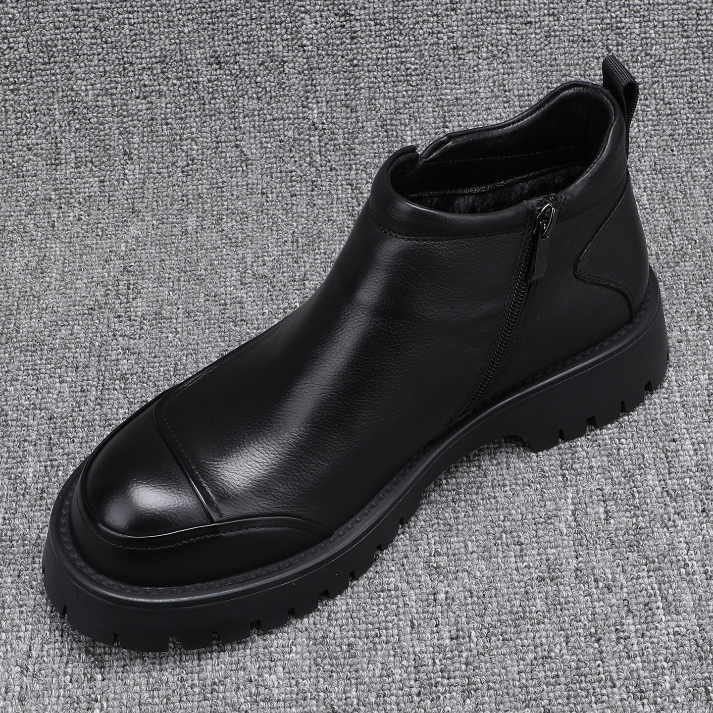 冬季加绒切尔西靴子男款真皮休闲高帮皮鞋男英伦厚底侧拉链马丁靴,流行男鞋,切尔西靴,淘宝优惠券,粉丝福利购,淘宝优惠卷