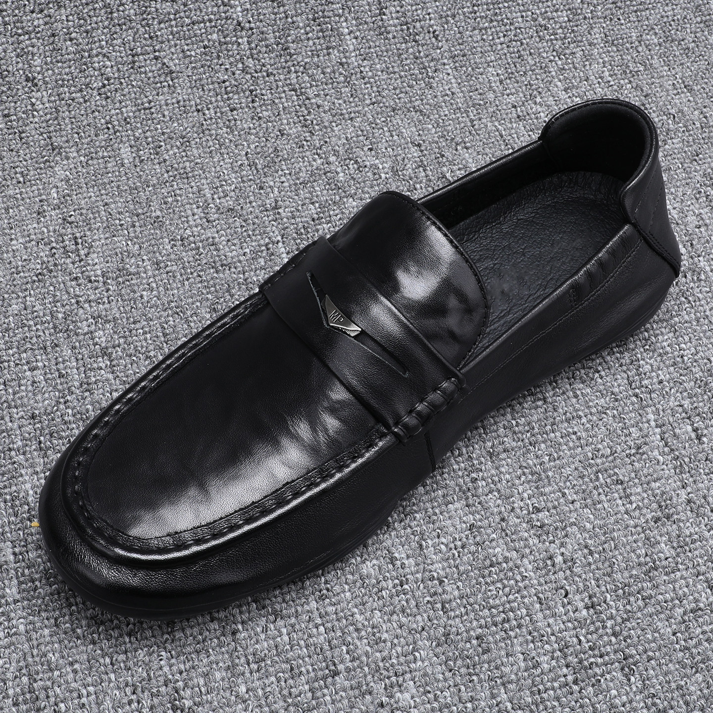 真皮豆豆鞋男款2026新款软牛皮一脚蹬透气休闲鞋商务百搭平底皮鞋