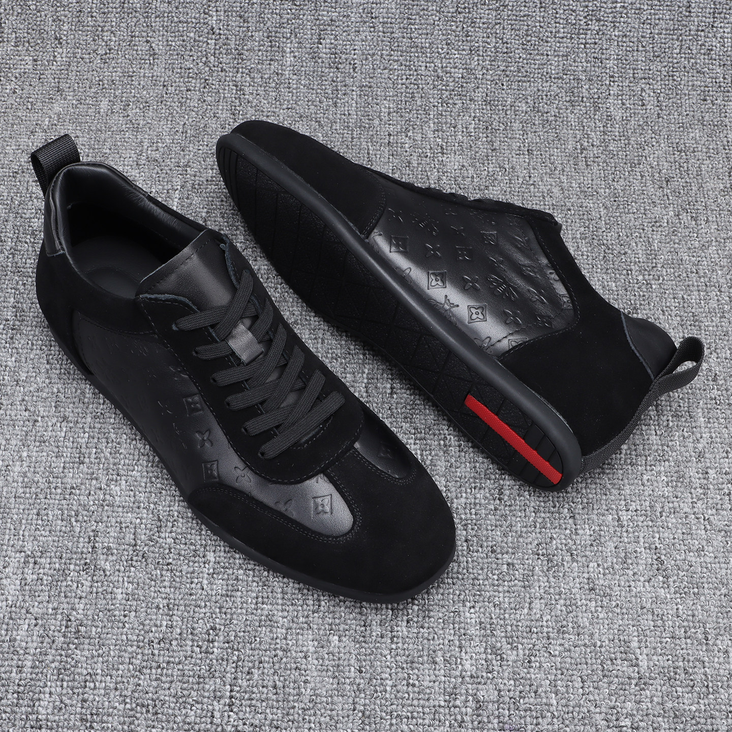 潮牌男鞋2025新款时尚真皮压花运动休闲鞋平底百搭瘦版男士板鞋潮,流行男鞋,休闲板鞋,淘宝优惠券,粉丝福利购,淘宝优惠卷