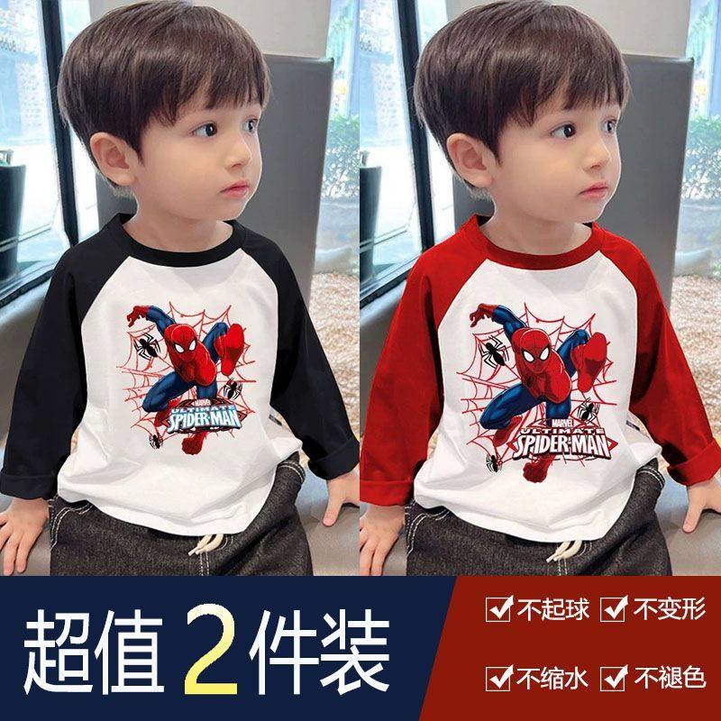 男童蜘蛛侠纯棉百搭长袖T恤图片