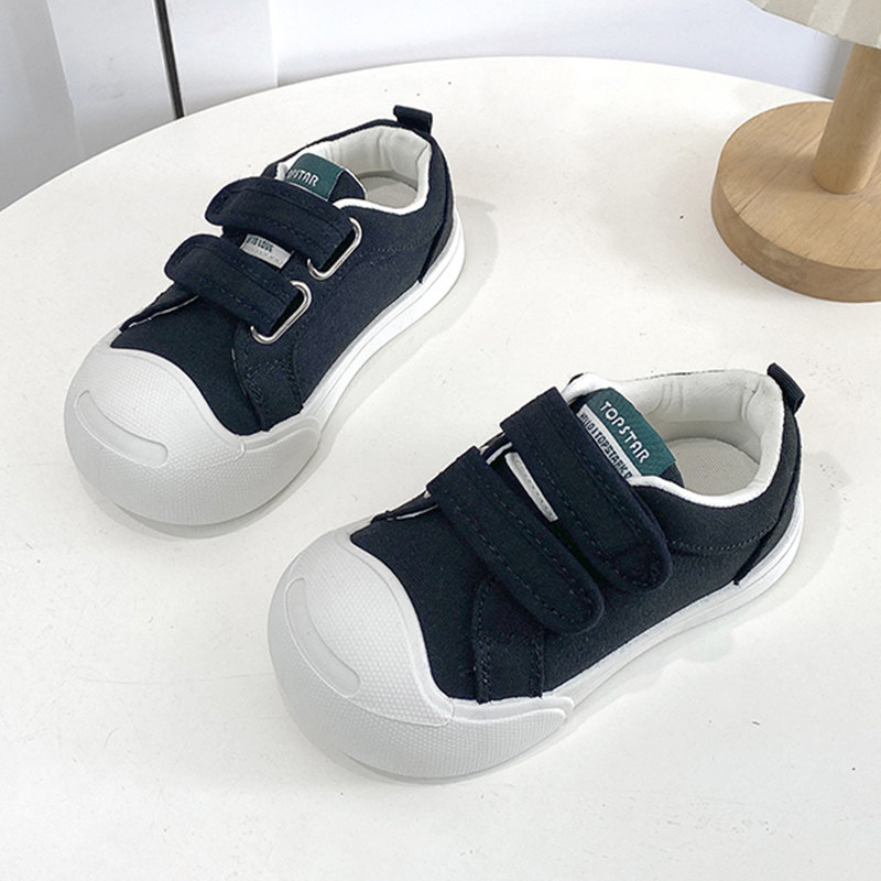 男童双扣帆布鞋2026儿童舒适轻便低帮板鞋女童软底宝宝开口运动鞋