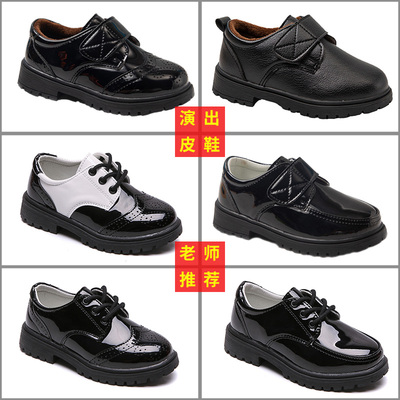 男童黑皮鞋黑色礼仪鞋英伦风男孩