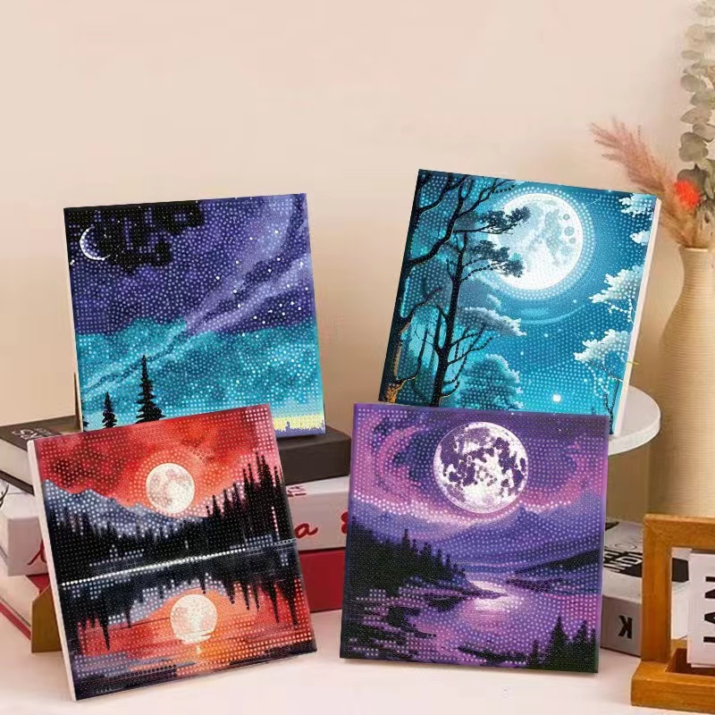 星空湖泊钻石画DIY手工满钻粘贴钻石画风景极光益智摆台装饰挂画