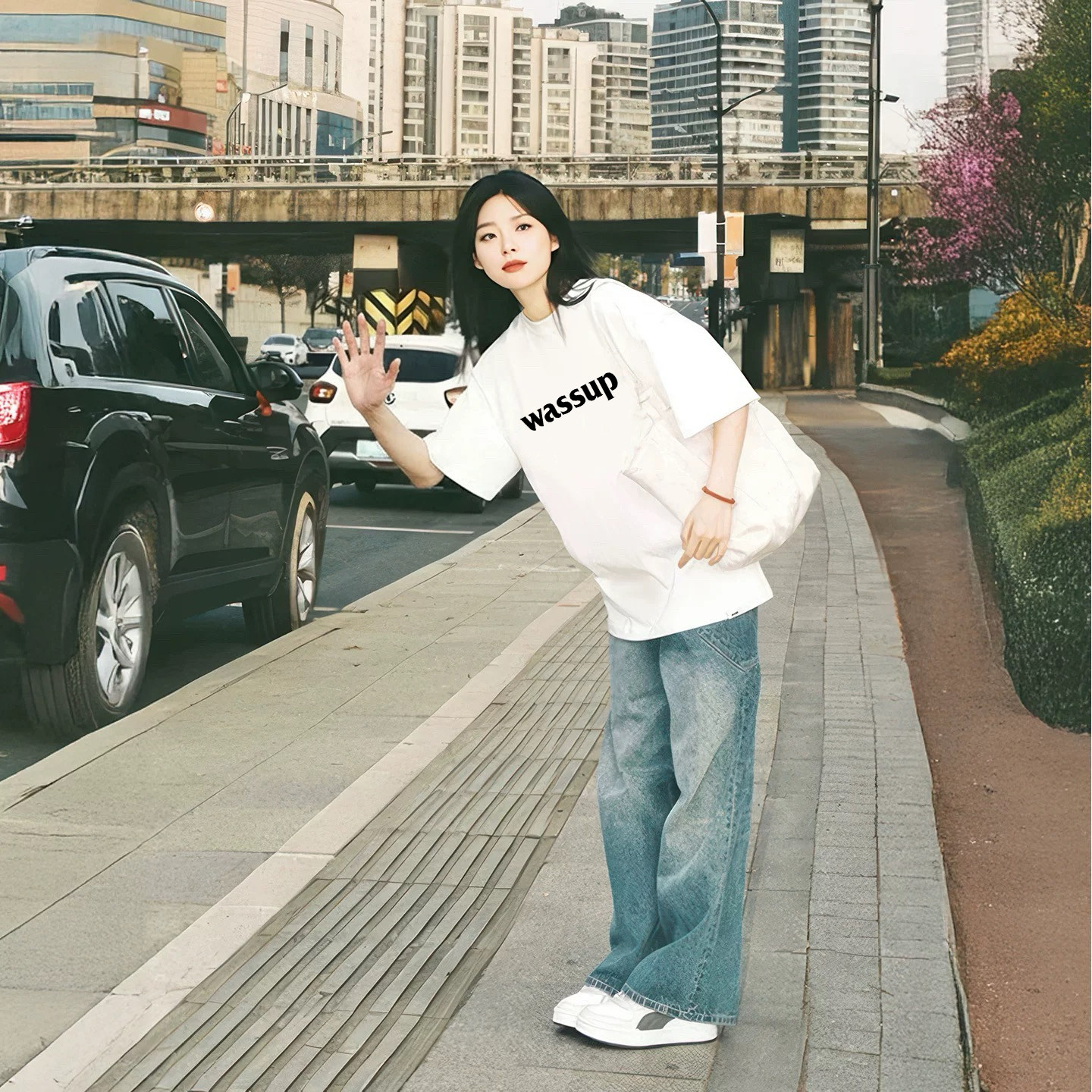 WASSUP潮牌短袖T恤女2026新款夏季重磅纯棉休闲白色简约爆款上衣