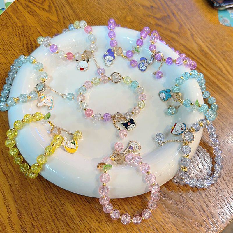 새로운 폭발적인 크리스탈 인터넷 연예인 컬러 팔찌 여성 슈퍼 요정 학생 손 기능 한국어 버전 간단한 팔찌 쥬얼리