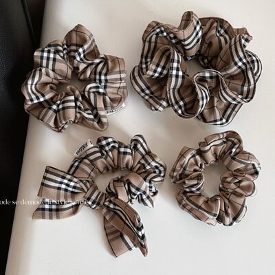 韩系复古格子大肠发圈女高级感扎头发皮筋肥肠圈扎发头绳头饰发饰