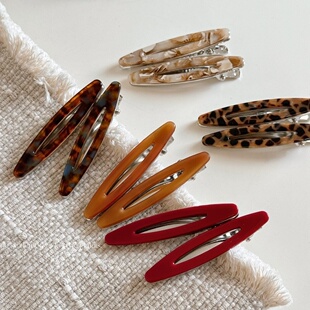 醋酸镂空发夹长椭圆化妆夹子简约侧边刘海夹鸭嘴夹发饰时尚 新款