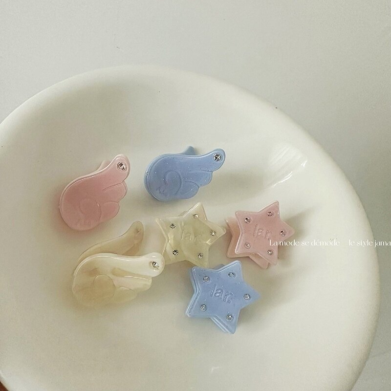 设计感五角星天使小翅膀发夹小抓夹水钻甜美公主头发饰刘海夹发饰图片