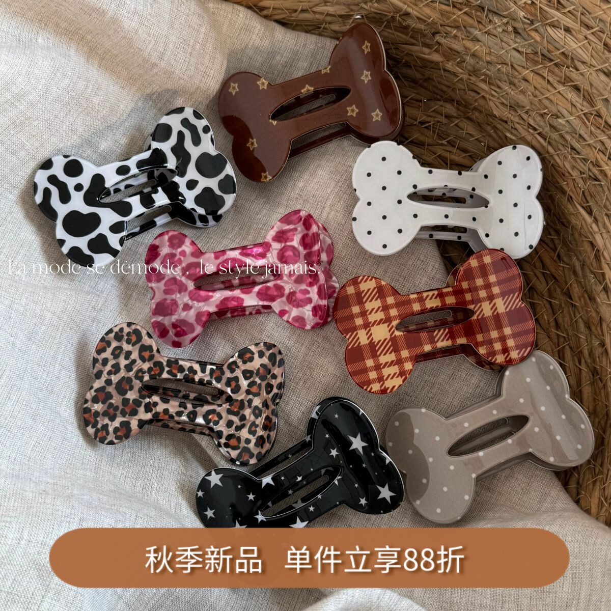 韩系小号波点骨头发抓时尚可爱气质发夹扁头盘发鸭嘴夹发饰女新款