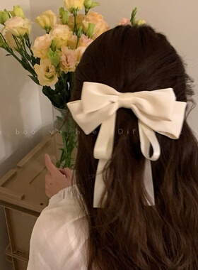 白色飘带蝴蝶结发夹女高级感春季发卡超仙头饰优雅夹子后脑勺发饰