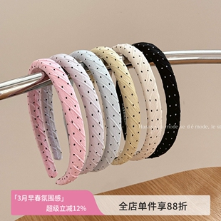 褶皱窄波点发箍高颅顶设计头箍洋气日常百搭发卡外出头饰发饰新款