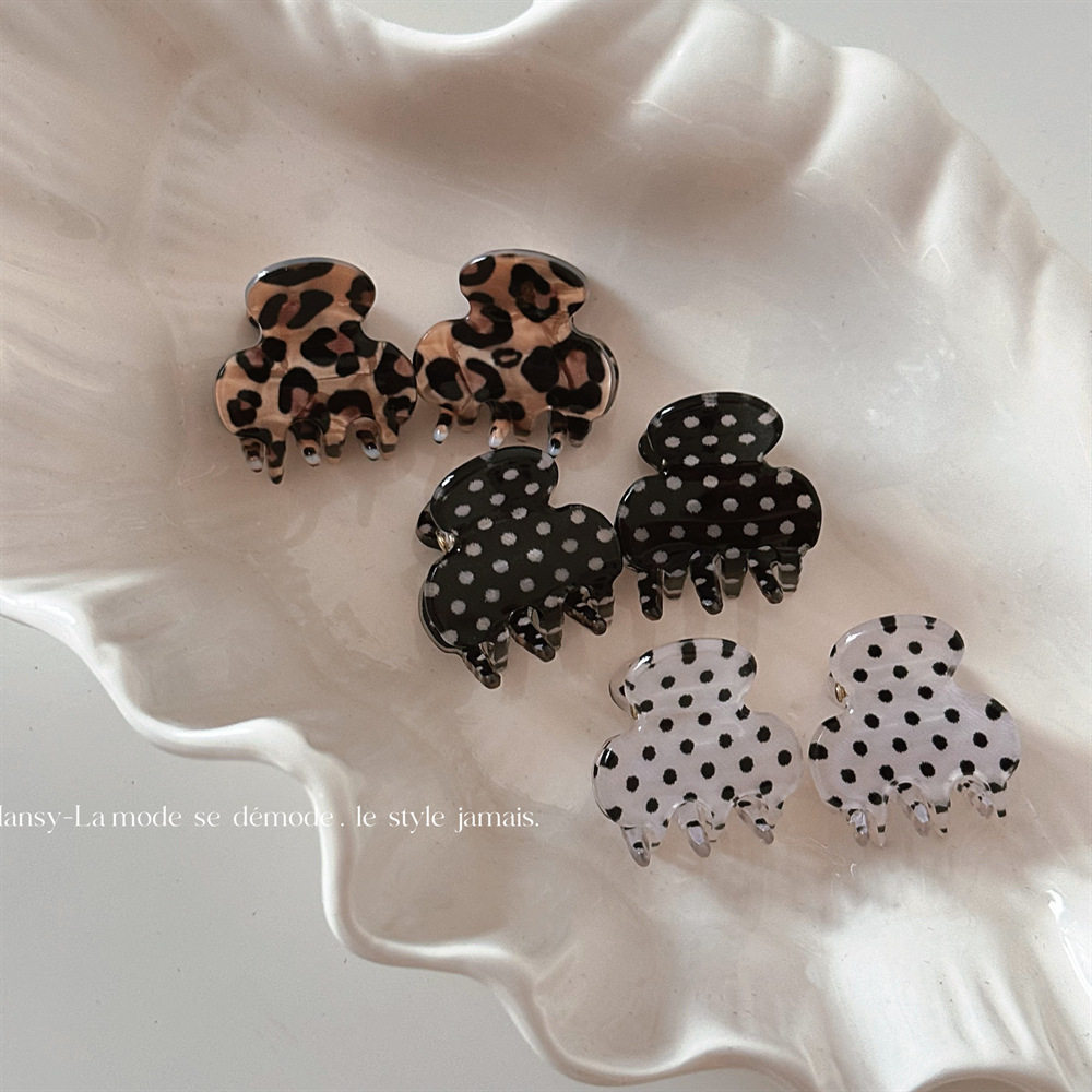 新款迷你波点小抓夹半扎公主头盘发抓子前额刘海夹时尚百搭发饰