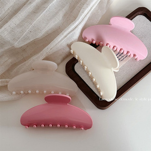 感抓夹大号粉色系盘发发夹新款 法式 纯色气质扇形鲨鱼夹简约时尚