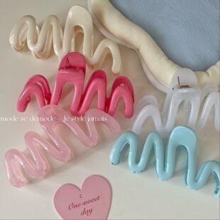 ins糖果色系春季 高颜值波浪抓夹后脑勺发抓盘发夹子鲨鱼可爱饰品