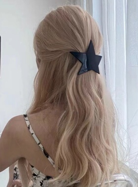 ins风辣妹yk2超酷时髦黑色不规则星星弹簧夹一字夹百搭刘海发夹女
