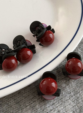 新年红色豆豆碎发迷你小抓夹侧边刘海夹发夹质感头饰新款发饰