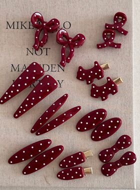 安可拉红色波点发夹女高级感侧边刘海夹碎发鸭嘴夹子发卡气质头饰