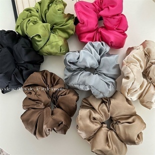 枕头发圈绸缎面料大肠发圈法式复古纯色宽边肥肠圈爆款头绳发饰