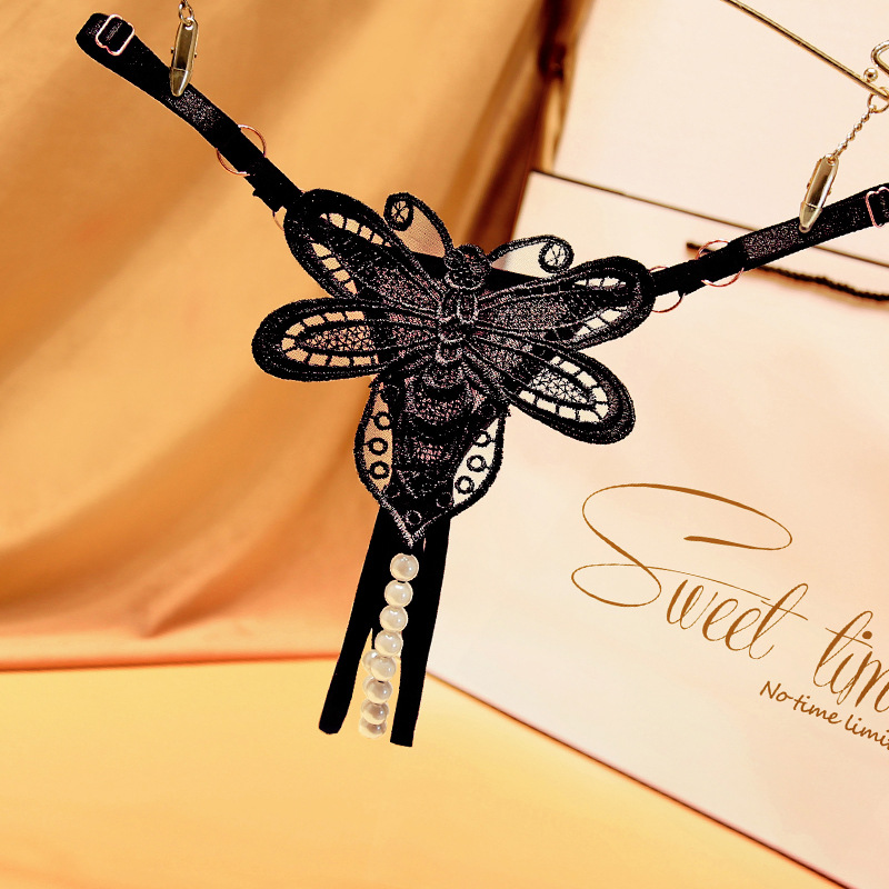 维多利亚日系透视诱惑亲趣丁字裤女式珍珠按摩开档可调节情趣大码