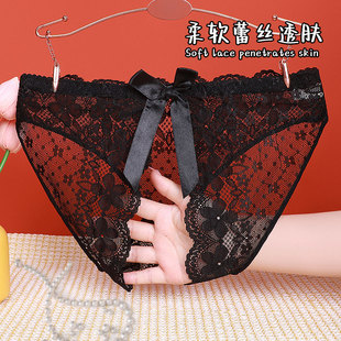 维多利亚女士纯欲蕾丝情调火辣情侣免穿脱开档内裤女性感三角裤