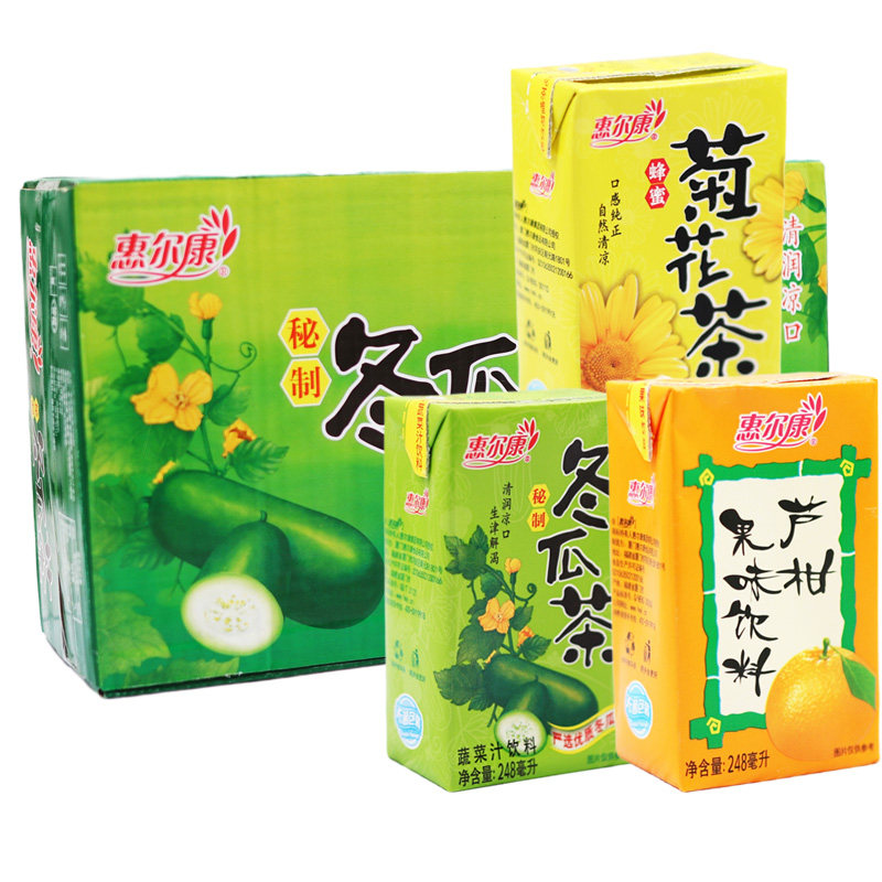 惠尔康冬瓜茶整箱装菊花茶果汁饮料芦柑果味饮料248ml*24盒办公室