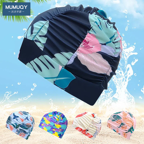 游泳帽女士长发时尚舒适布泳帽