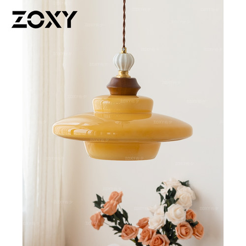 zoxy+餐厅+玻璃灯罩+中古风