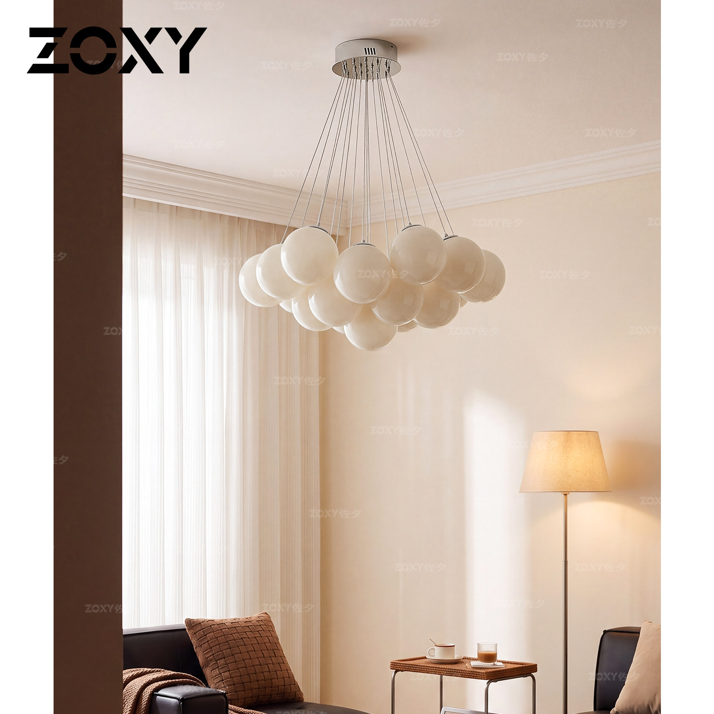 zoxy 法式奶油风客厅吊灯 北欧高级感星球创意民宿魔豆儿童房灯具