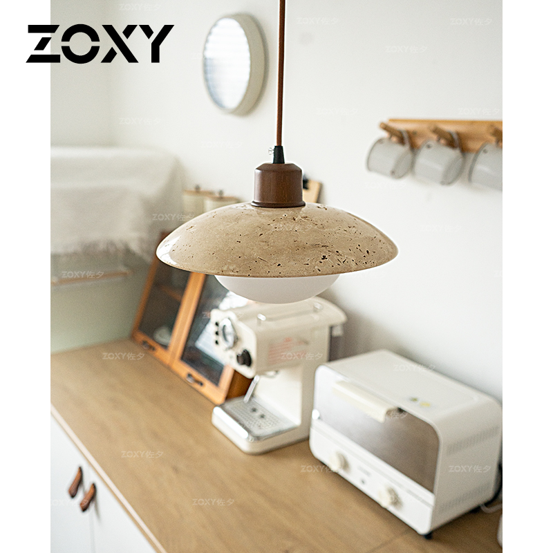 zoxy佐夕 复古侘寂风黄洞石餐厅吊灯北欧民宿设计师床头过道灯具