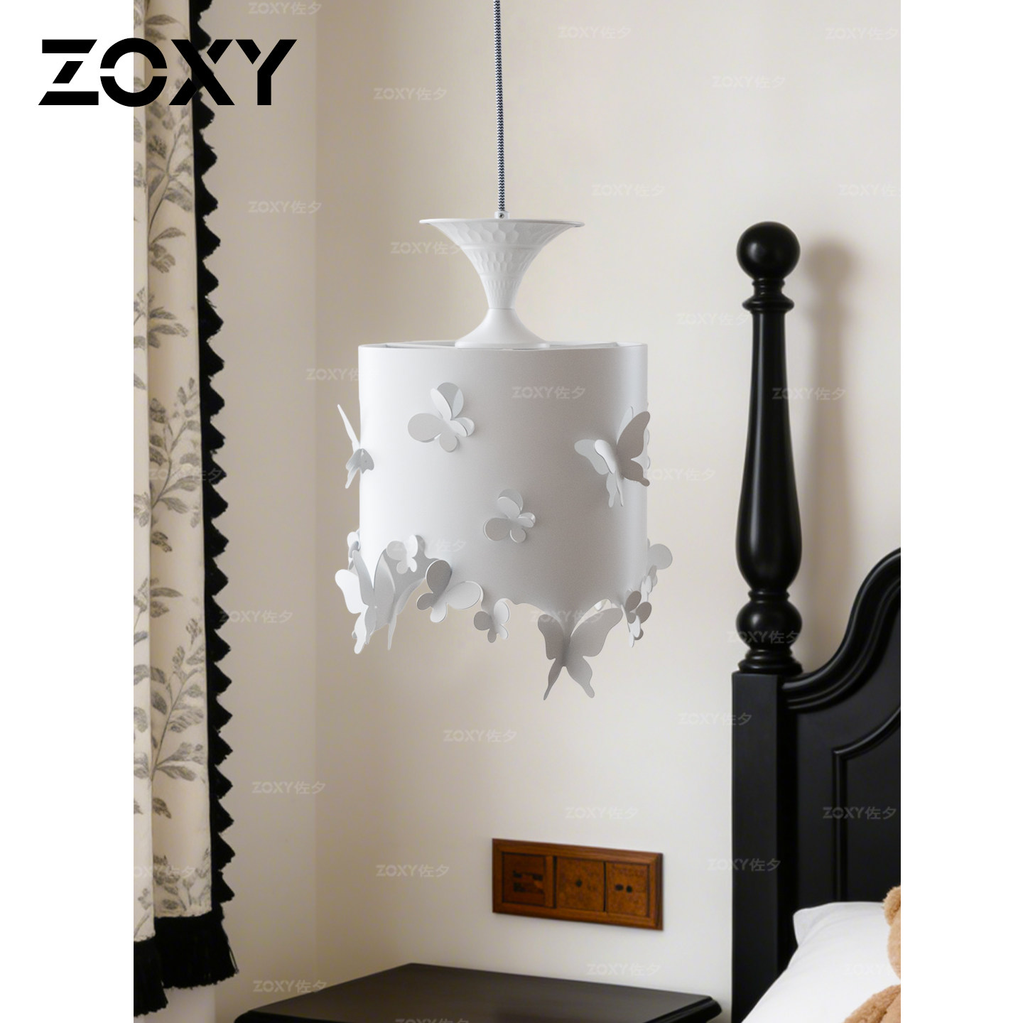 zoxy 法式奶油风卧室吊灯现代原创设计师款蝴蝶过道玄关床头灯具
