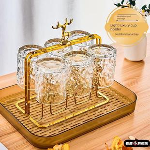 轻奢杯架沥水收纳置物架倒挂架子茶杯架洋酒杯放玻璃杯子托盘家用