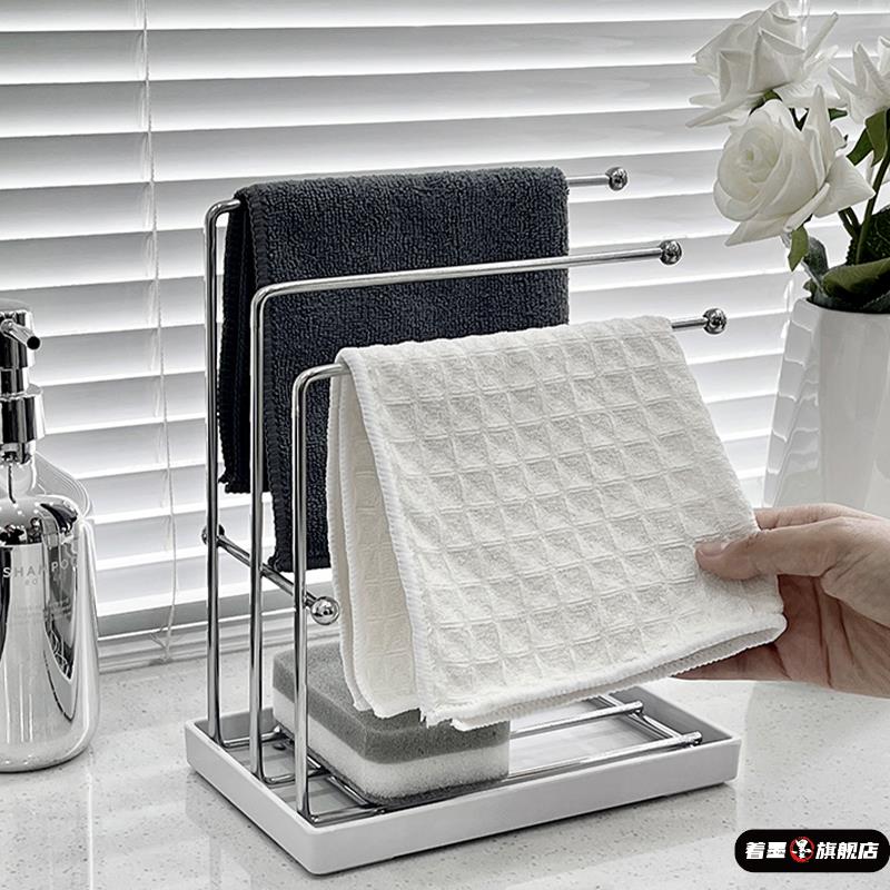 抹布架厨房沥水架家用水槽置物架台面上海绵