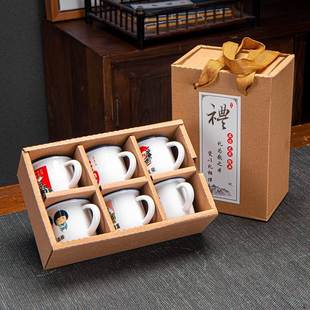 礼品复古餐厅瓷缸子手杯饭店老式 怀旧防搪瓷缸杯6只装 铁茶缸情怀