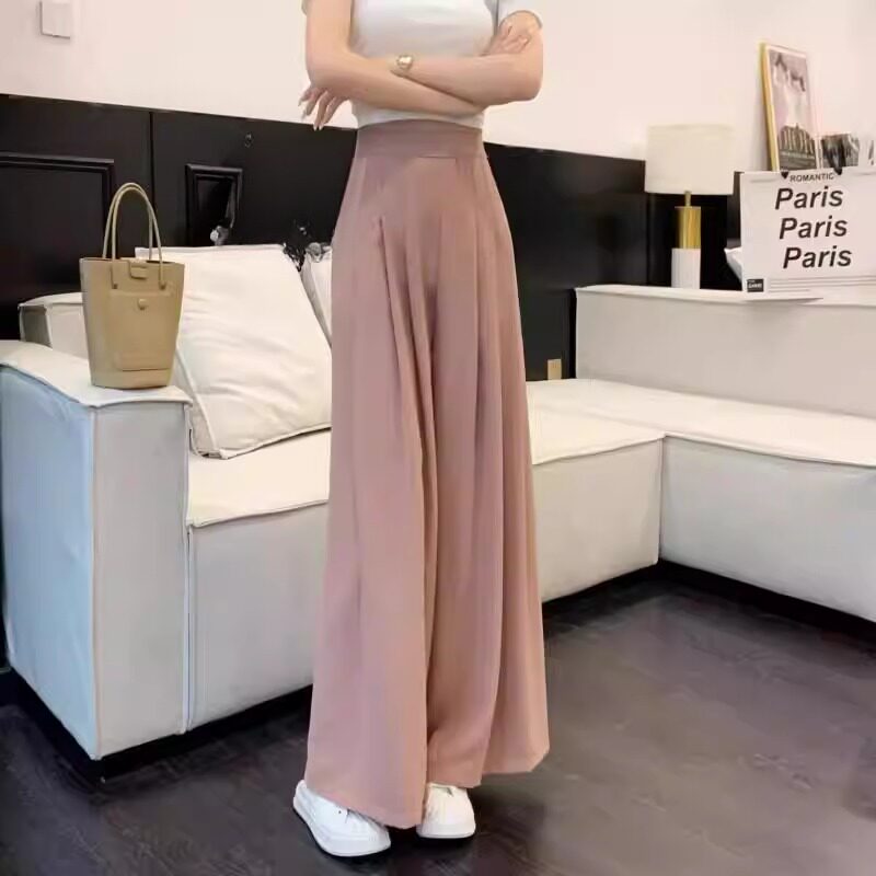 女夏季冰丝薄款西装裤西装黑色阔腿裤春高腰显瘦职业长裤小个子裤