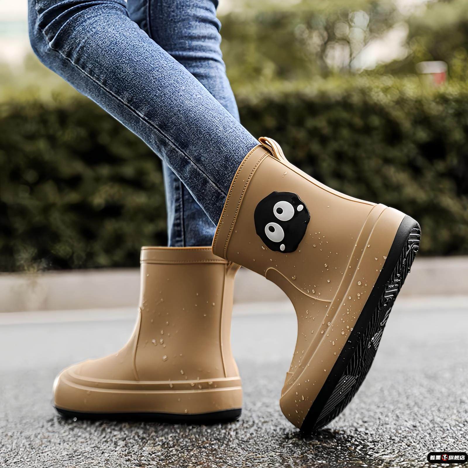 雨鞋女款2025新款成人水鞋防水防滑中筒雨靴外穿耐磨套脚亲子儿童