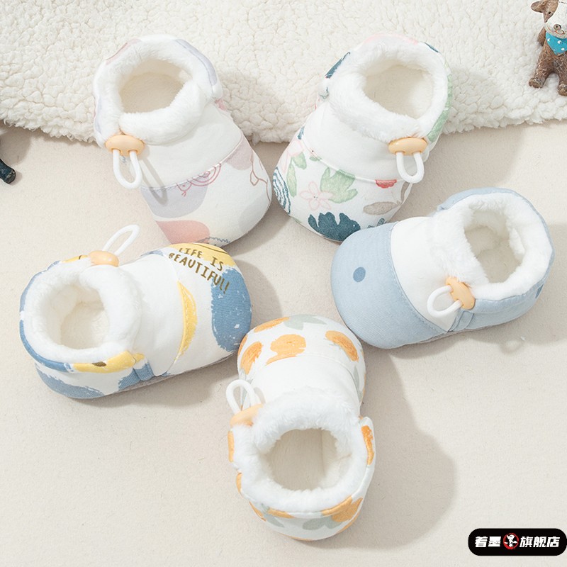 冬季婴儿学步居家鞋宝宝软底鞋加绒加厚棉鞋