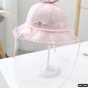 小月龄宝宝防护帽渔夫帽子薄款新生婴儿防疫面罩0到6月防病毒专用