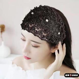 女士遮白发包头帽优雅洋气帽子女2025新款透气盘发蕾丝网纱头巾帽