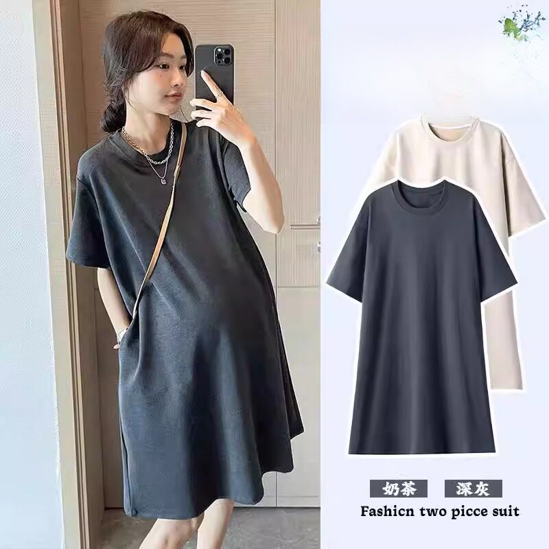 孕妇不显怀宽松t恤裙夏装连衣裙2026新款时尚韩版上衣小个子夏季