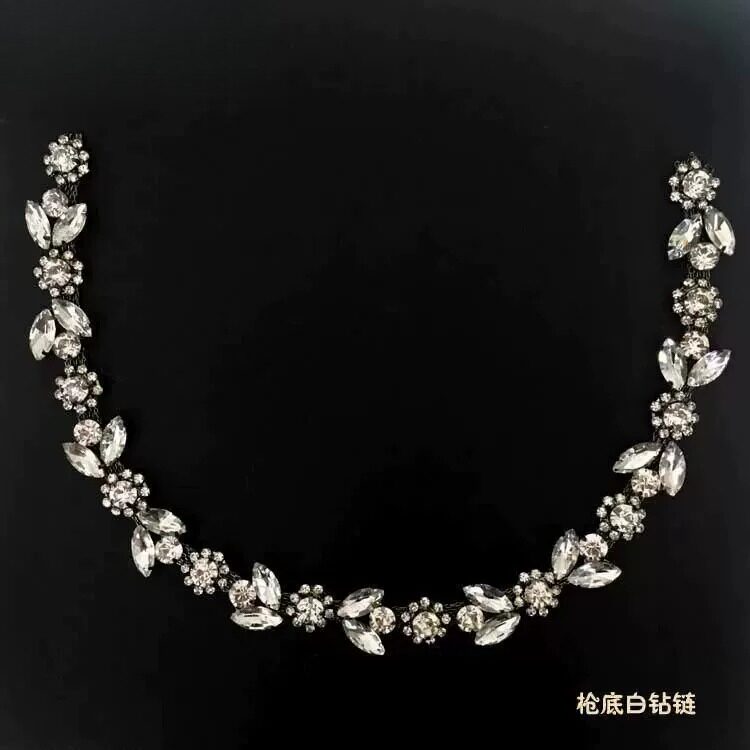 新款衣领手缝钻条多色多款衣领链腰链服装辅料配件水钻链条DIY