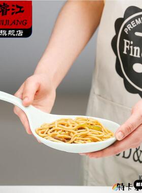 韩国Boki吃播同款大勺子白色网红餐具韩式手持碟有柄手拿接菜盘子