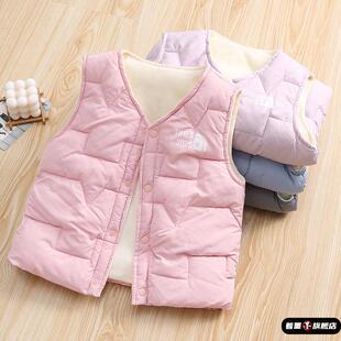 儿童马甲秋冬季宝宝内外穿背心男女童羽绒棉马夹加绒保暖加厚坎肩