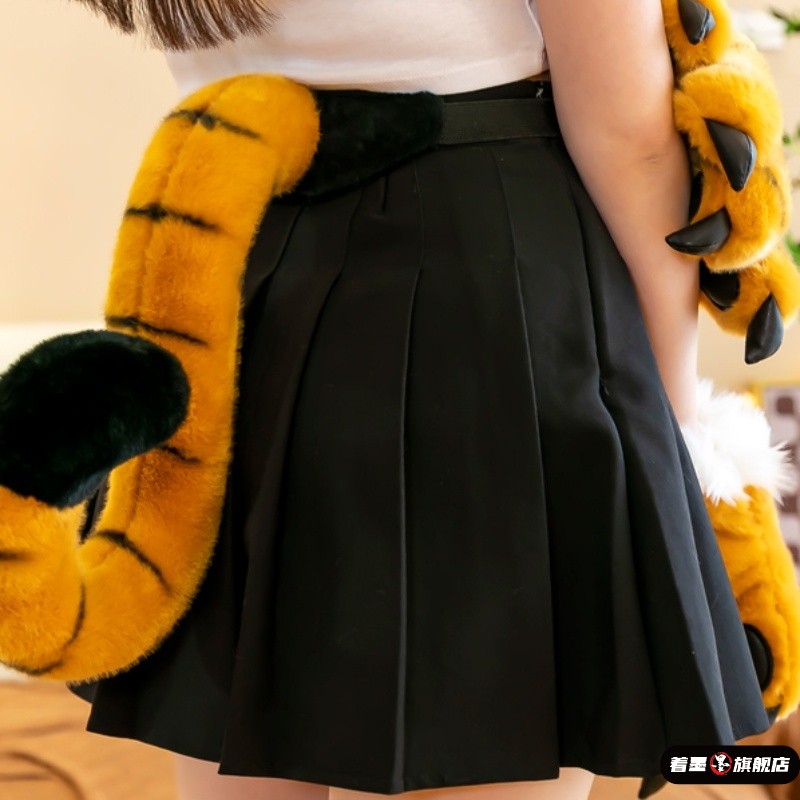 长隆毛绒动物玩具园仿真老虎尾巴恐龙雪豹狮子长颈鹿尾巴儿童道具