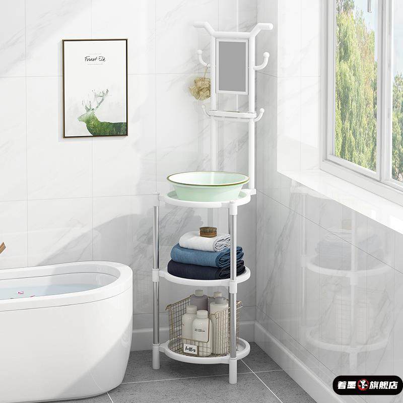 老式洗脸架农村洗脸盆架子落地家用浴室卫生间洗漱镜子收纳面盆架