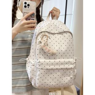 书包ins小众初中女生高颜值大容量简约风波点韩系女高中生双肩包
