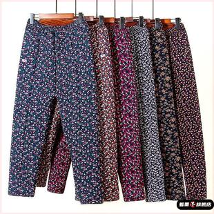 花棉裤 秋冬天高腰老人老式 加绒加厚奶奶保暖裤 中老年人妈妈女冬季