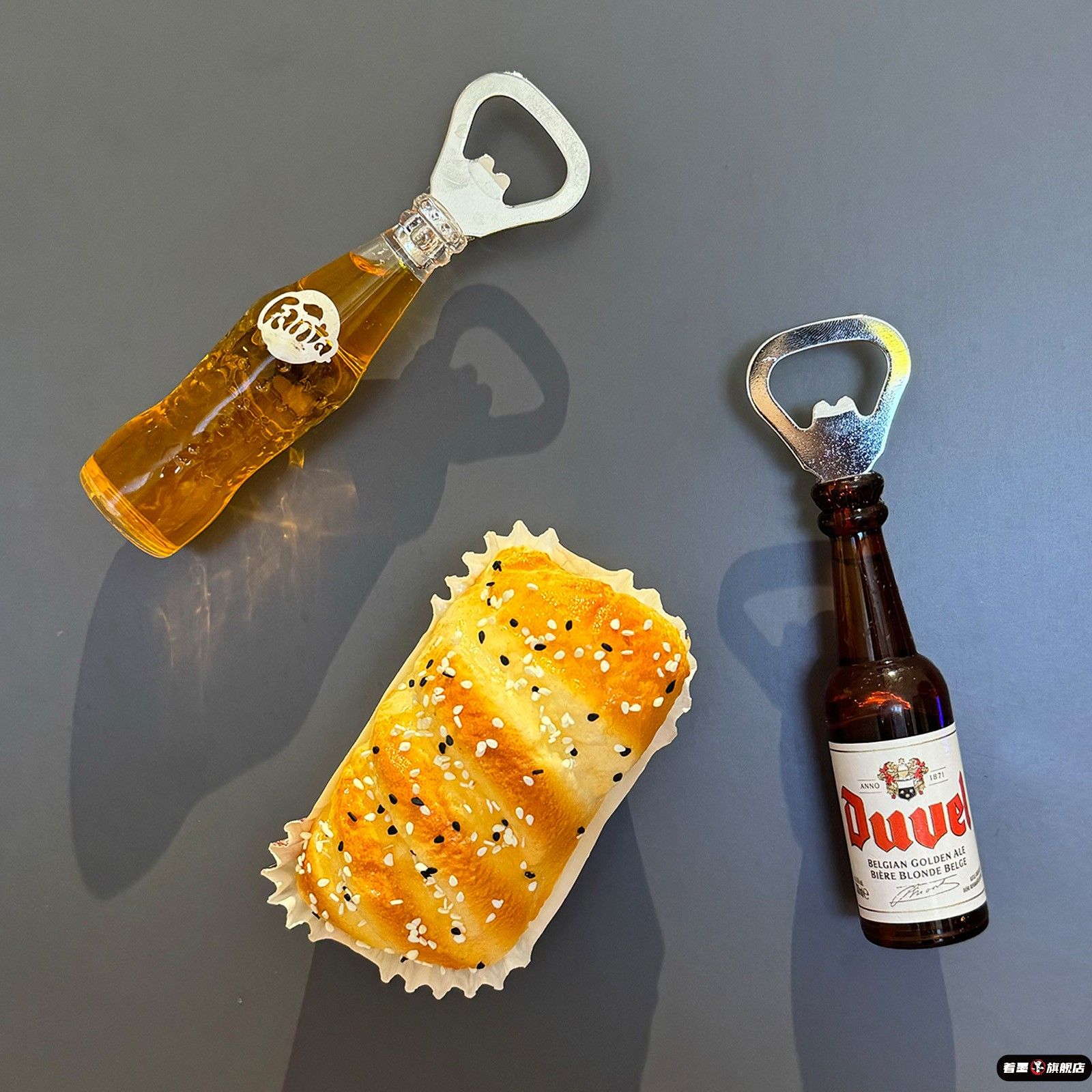 啤酒开瓶器冰箱贴趣味创意磁性贴立体仿真面包食物蛋糕启瓶器起子