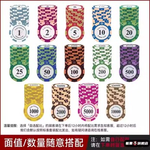 麻将棋牌室筹码币德州扑克积分卡打桌游扑克皇冠黏土卡片筹码套装