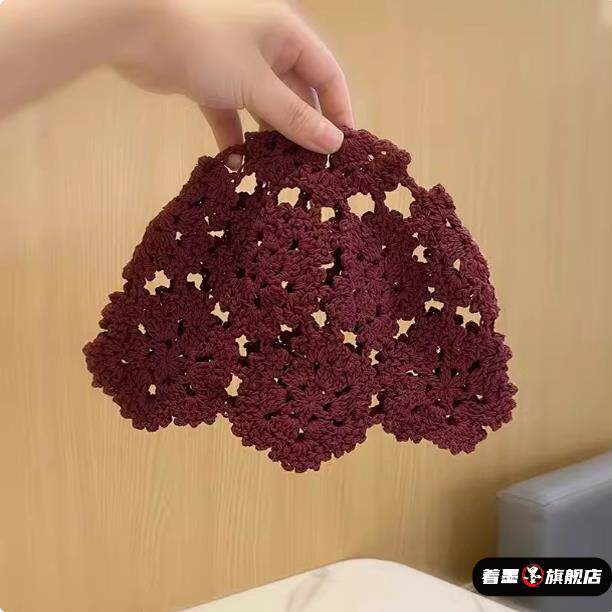 款女薄帽子大头围勾花镂空针织帽头巾女士蕾丝包头遮白发帽民族风