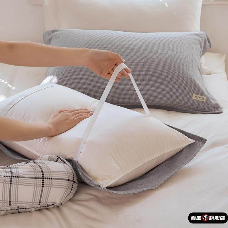 防滑枕巾纯棉一对装防头油2025新款纱布加厚枕头巾可固定男生冬季